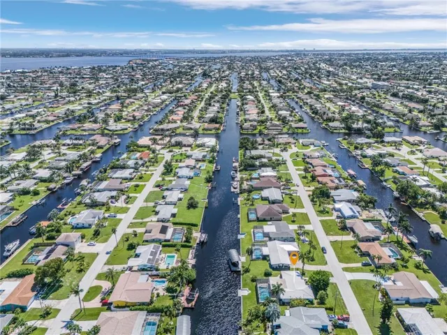 Aerial view featuring a water view of canals and River ...picture shows Cornwallis (17th Pl), Moody Canal to the River, and Palaco Grande neighborhood adjacent to Cornwallis ...Moody Canal runs between the 2 waterfront neighborhoods