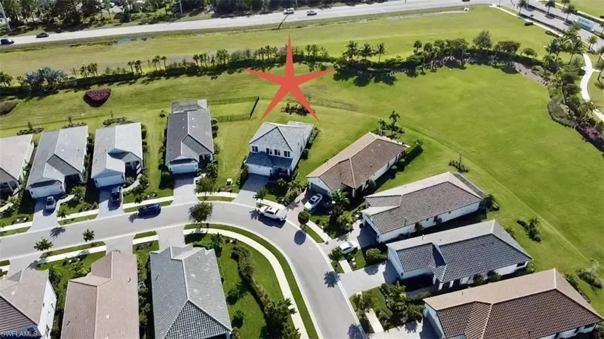 Aerial view of residential area