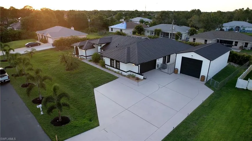 View of aerial view at dusk