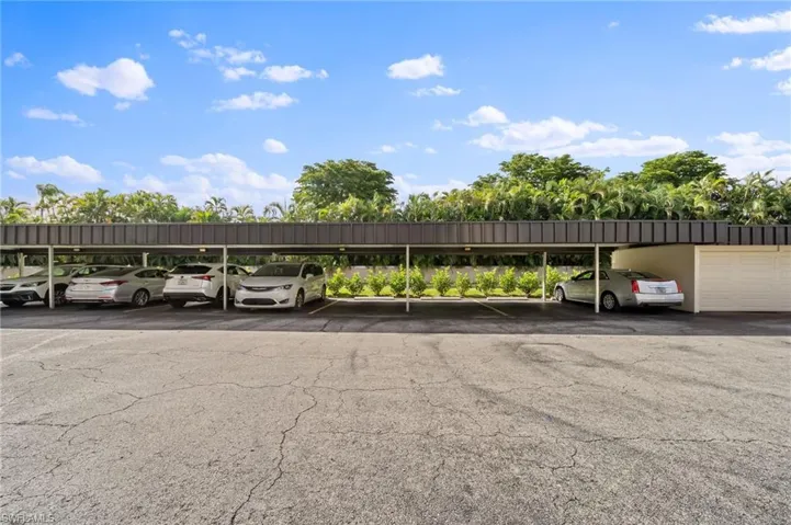 View of covered parking lot