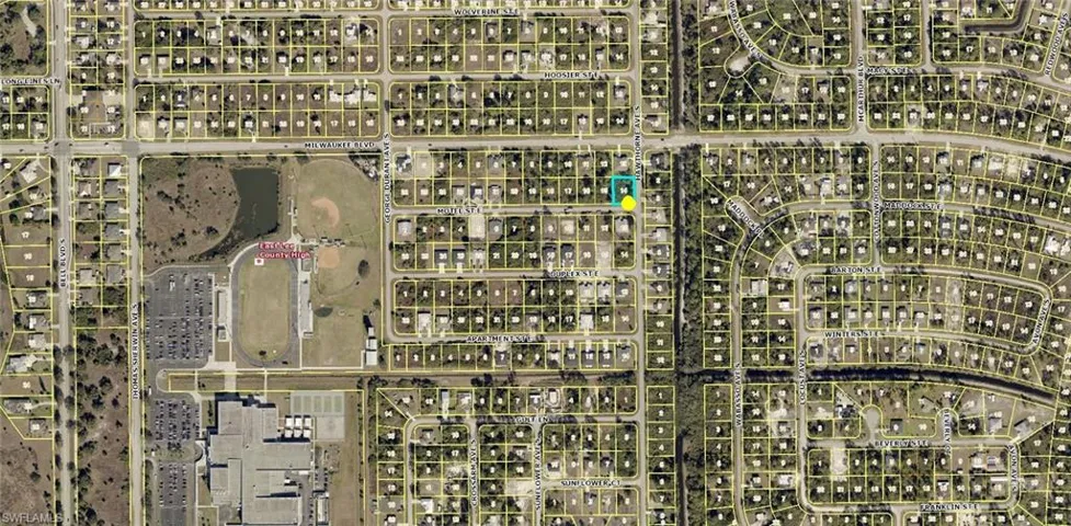 Aerial Map. Displaying the property's location within a platted subdivision