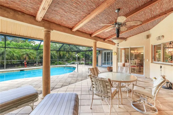 generous entertaining area at the pool
