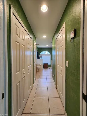 Closets between master bedroom and bathroom
