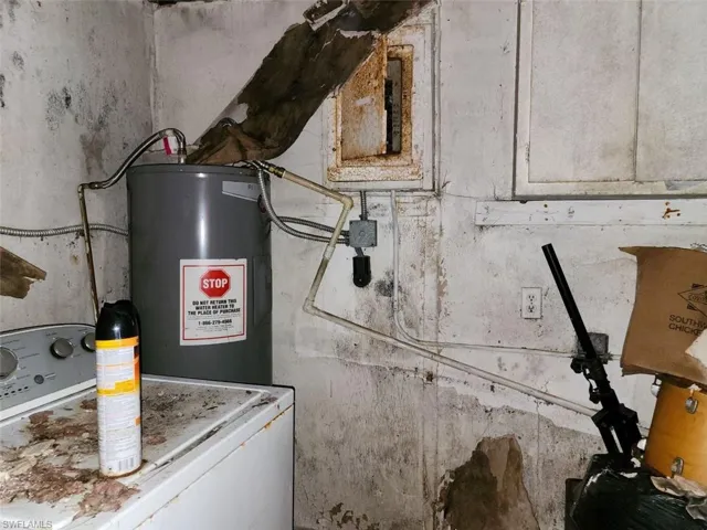 Utility room featuring washer / clothes dryer and electric water heater