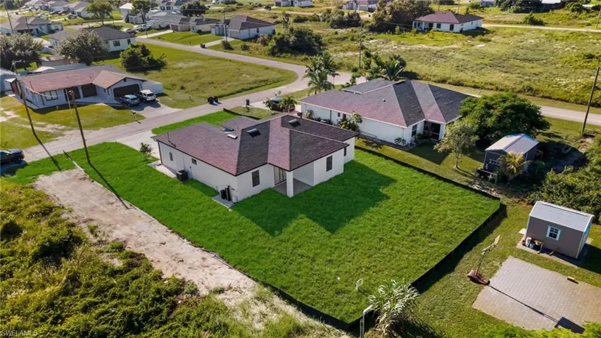 Aerial perspective of suburban area
