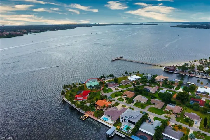 Bird's eye view of a nearby body of water