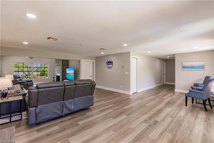 Living room with LVT wood-type flooring