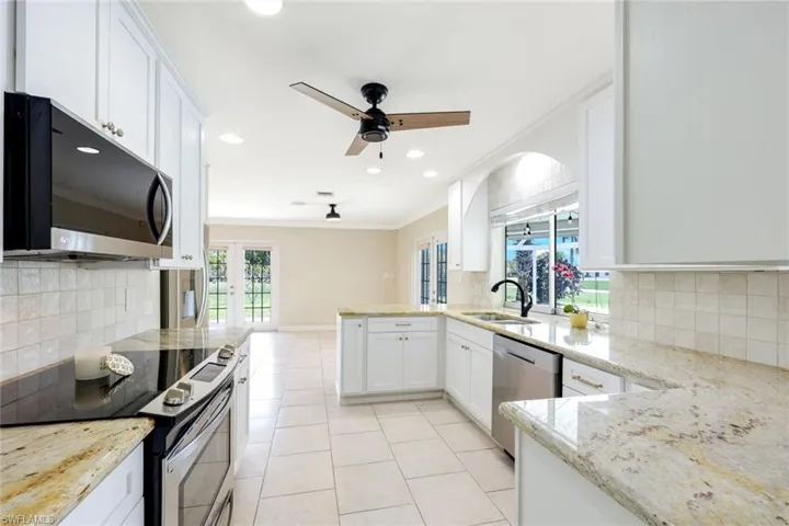 Custom cabinetry and granite countertops.