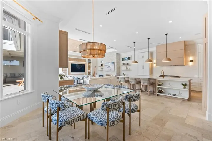Casual dining area with seating for 8