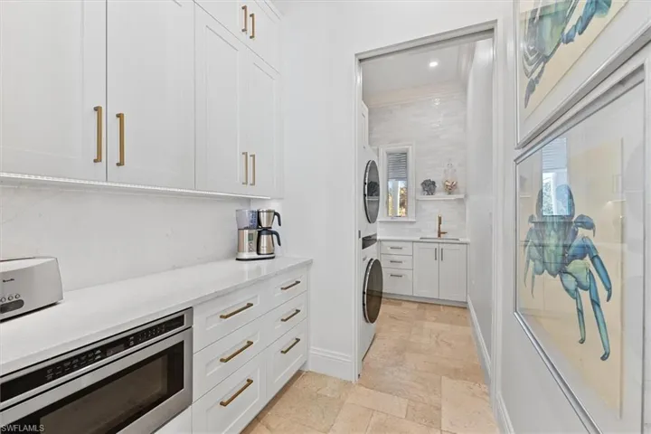 Walk in pantry/laundry with built in microwave
