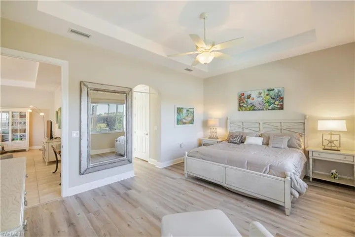 Primary Bedroom with plank flooring