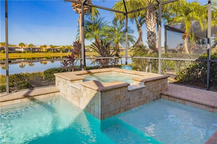 Pool with Spa overlooking large lake