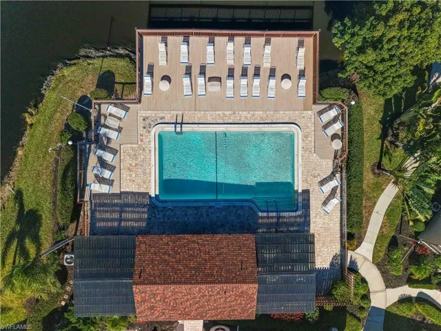 Aerial view of a pool