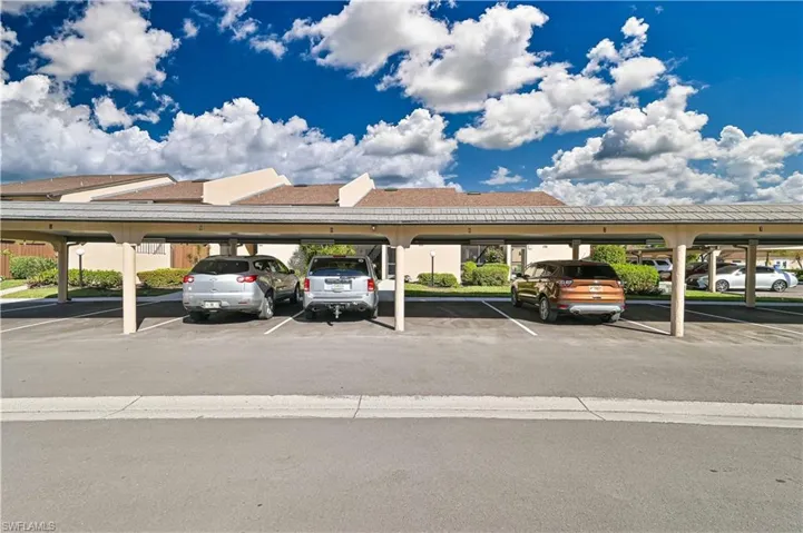 View of covered parking lot