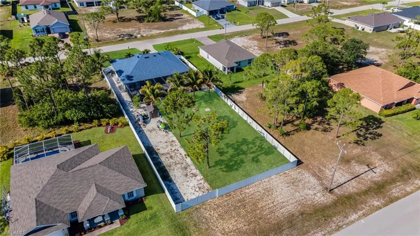 Aerial perspective of suburban area