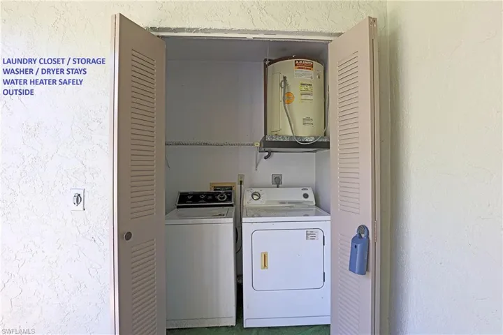 LAUNDRY: WASHER/DRYER --- WATER HEATER --- ROOM FOR STORAGE (OPEN TO THE LEFT AND THE RIGHT OF THE ENTRY DOORS.