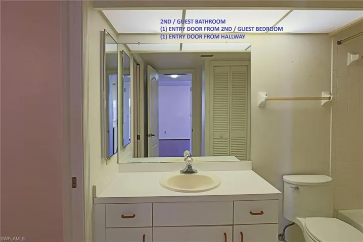 2ND BATHROOM -- (1) ENTRY FROM HALLWAY --- (1) ENTRY FROM 2ND BEDROOM.