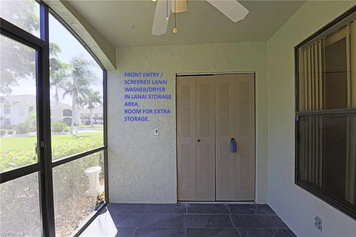 SCREENED FRONT ENTRY --- WASHER/DRYER STAYS ---EXTRA SPACE FOR STORAGE.