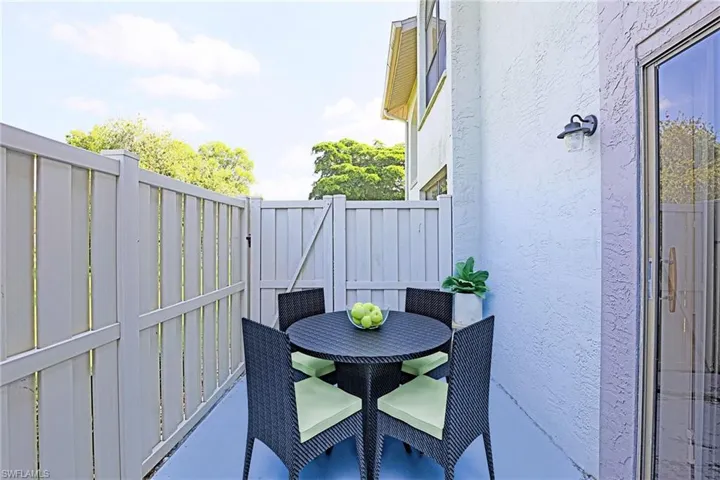 Open patio off dining room. Staged Photo.