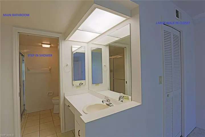 MAIN BATH --- STEP IN SHOWER ---LARGE WALK IN CLOSET
