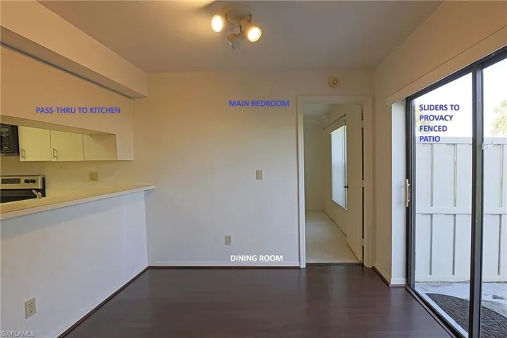 DINING AREA --- PAS THRU TO KITCHEN --- SLIDERS TO PRIVACY FENCED PATIO