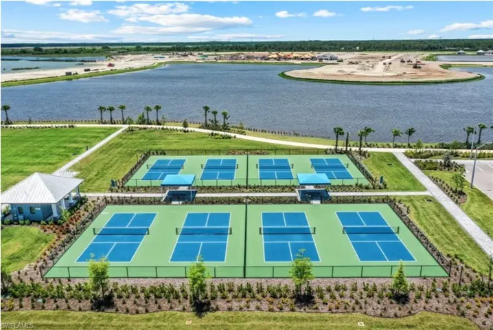 Drone / aerial view of a nearby body of water