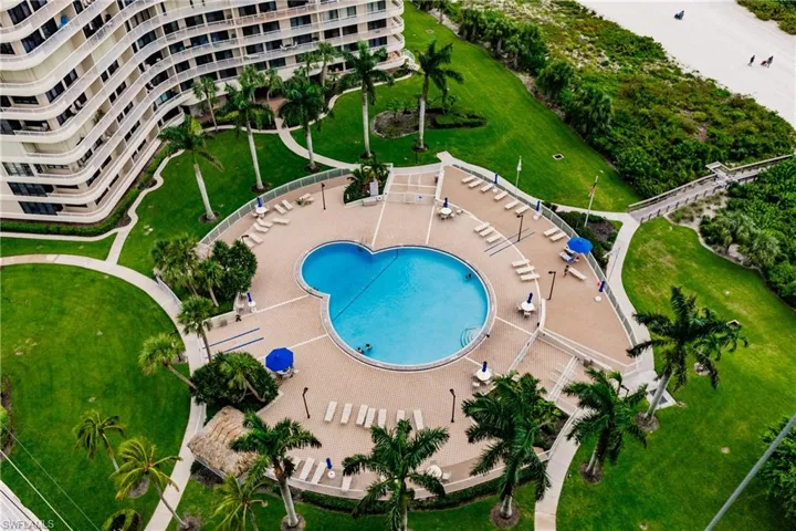 Aerial view of a pool