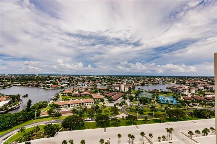 Drone / aerial view of a nearby body of water