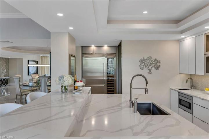 he high-end kitchen comes equipped with a Sub-Zero refrigerator and a 59-bottle wine cooler.