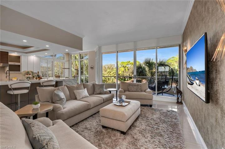 The cozy family room faces east for bright beginnings to your day!