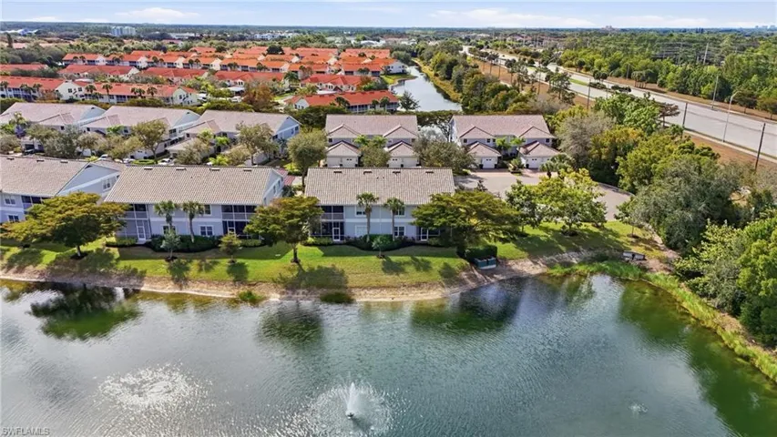 Aerial view of a nearby body of water
