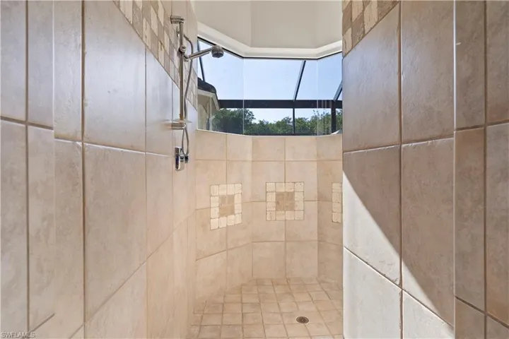 Bathroom view of a stall shower