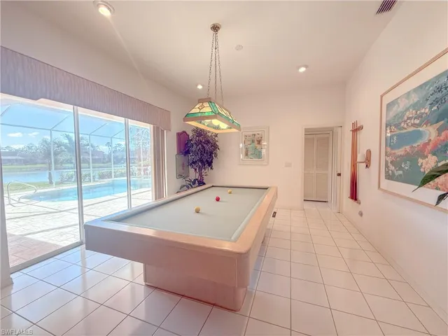 Rec room featuring light tile patterned floors and billiards
