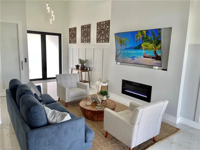 Living room with french doors