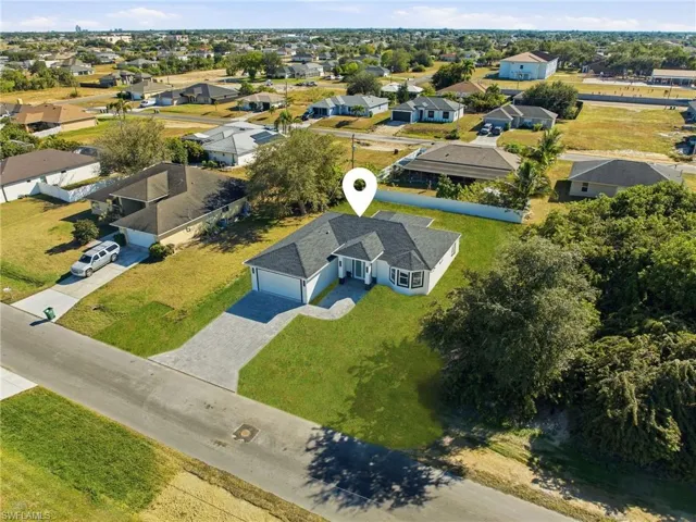 Aerial perspective of suburban area