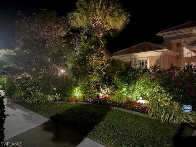 Yard at night with a yard