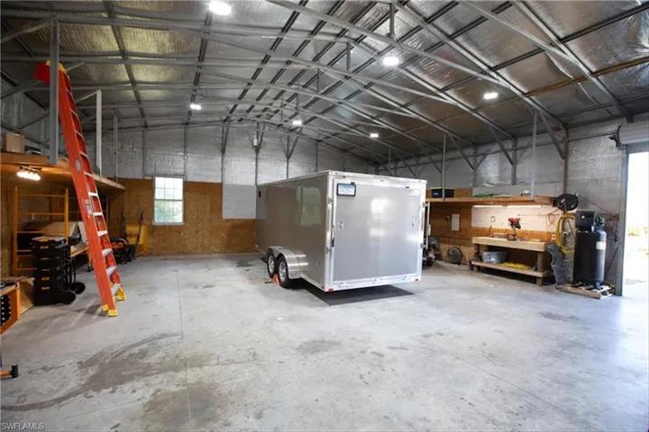 Garage with a workshop area