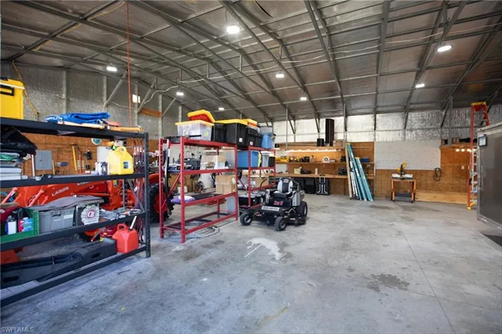 Garage with a workshop area
