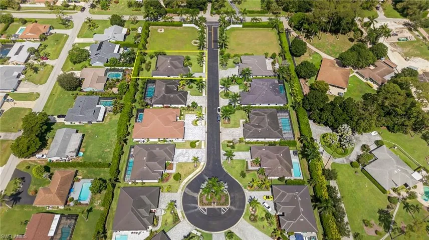 Aerial overview of Legacy Estates with property's location marked