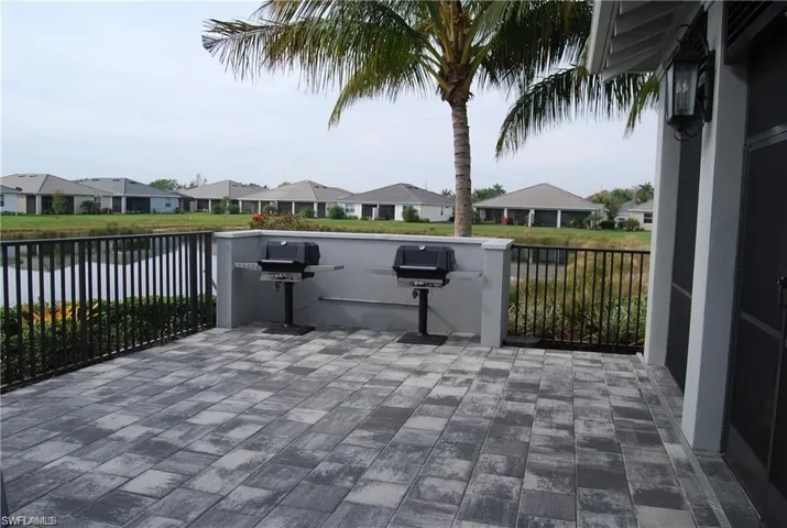 View of BBQs & community pond