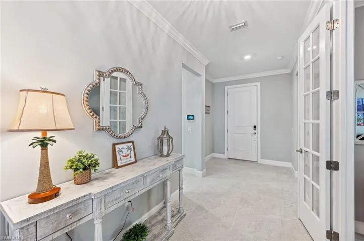 Hallway with crown molding