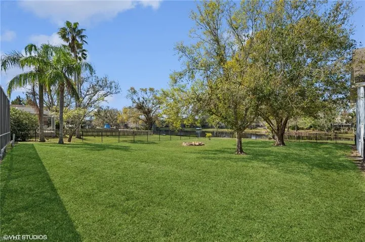 View of yard featuring a fenced backyard