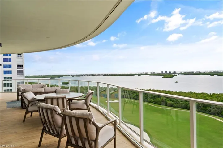 Golf course, bay and gulf views from the rarely available end unit on the 12th floor.