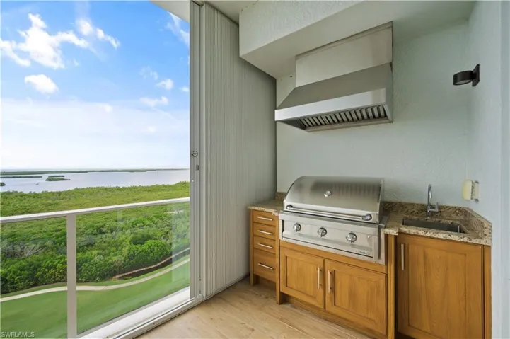 Outdoor sink and gas grill.
