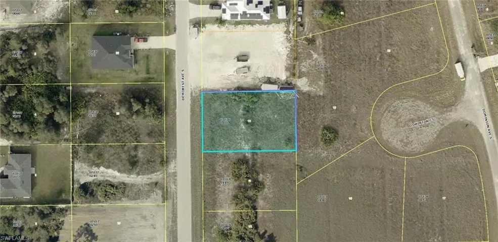 Aerial map of property and surrounding area with property parcel outlined