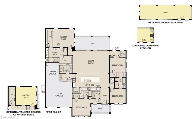 Representation of third car garage bay location. Bunk room currently used where third car garage bay would go.