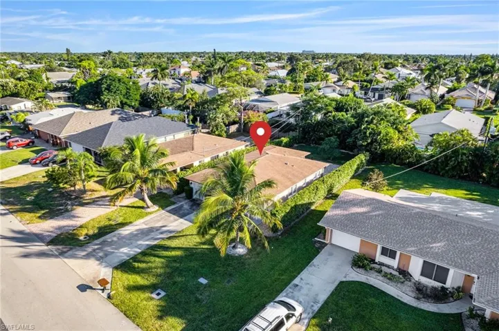 Aerial perspective of suburban area