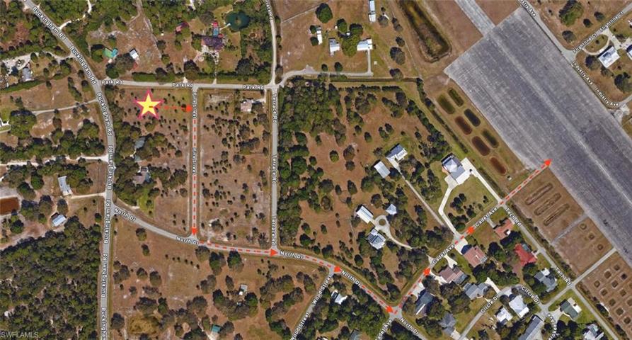 Property marked with yellow star and route to access to FL59 marked with red dashes.