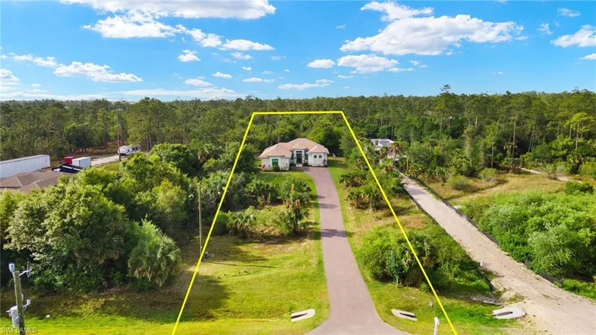 Birds eye view of property featuring a view of trees