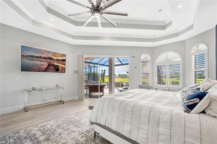 Beautiful MB with trey ceiling, sliders to the Lanai and extra space for a seating area.